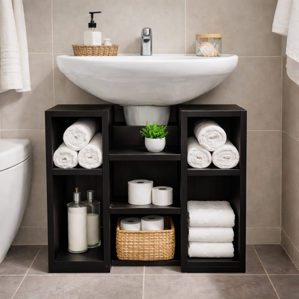 Estante Bajo Lavatorio de Madera para Baño