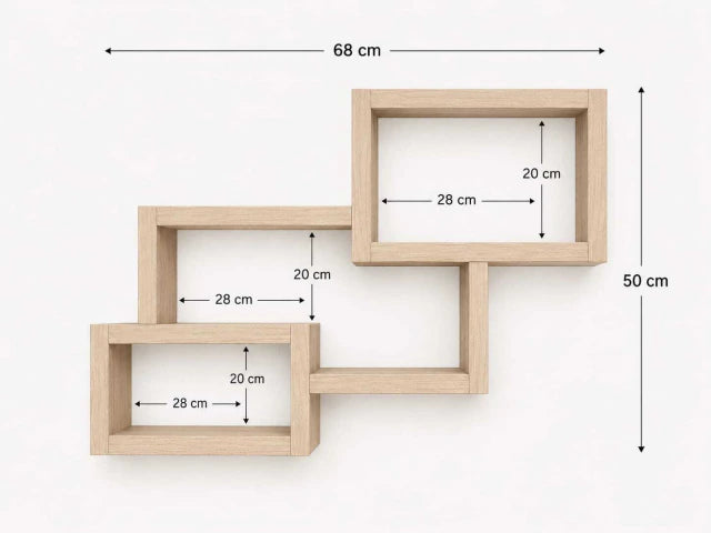 Estante Flotante Lenga / diseño geometrico de 3 modulos