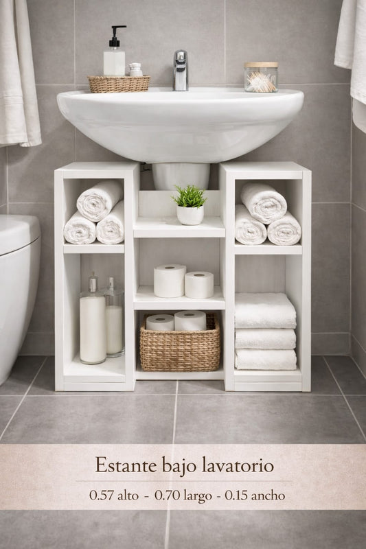Estante Bajo Lavatorio de Madera para Baño