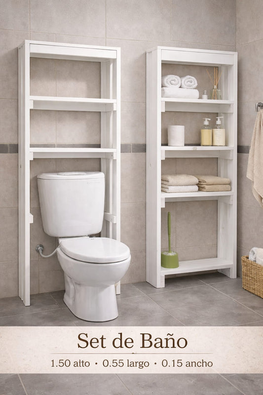 Set de 2 Estantes de Madera para Baño