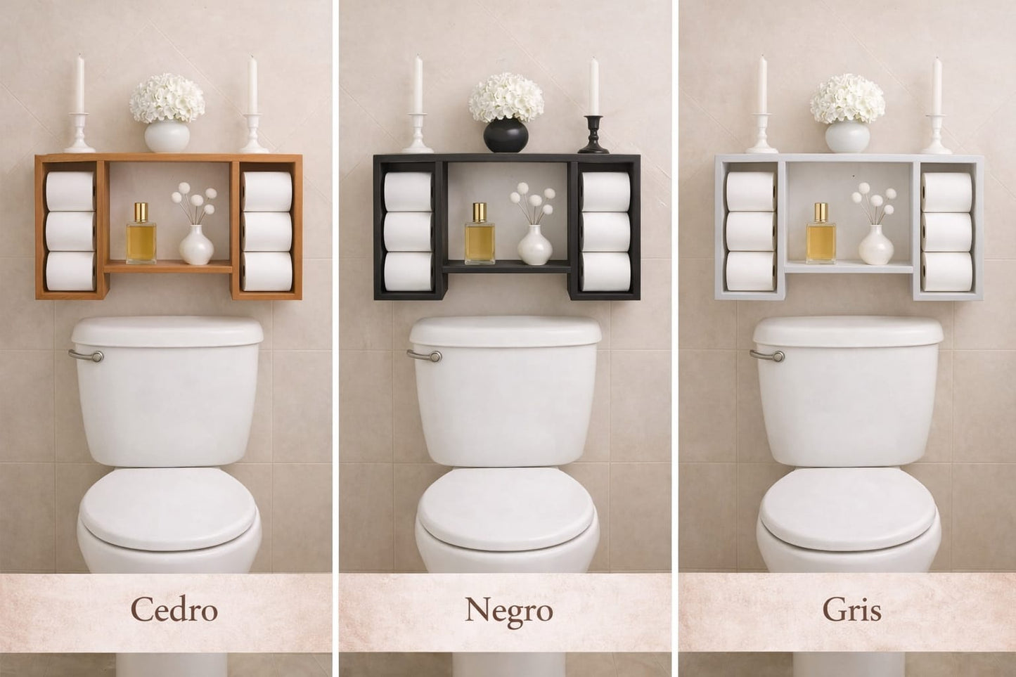 Estante Toilette de Madera para Baño