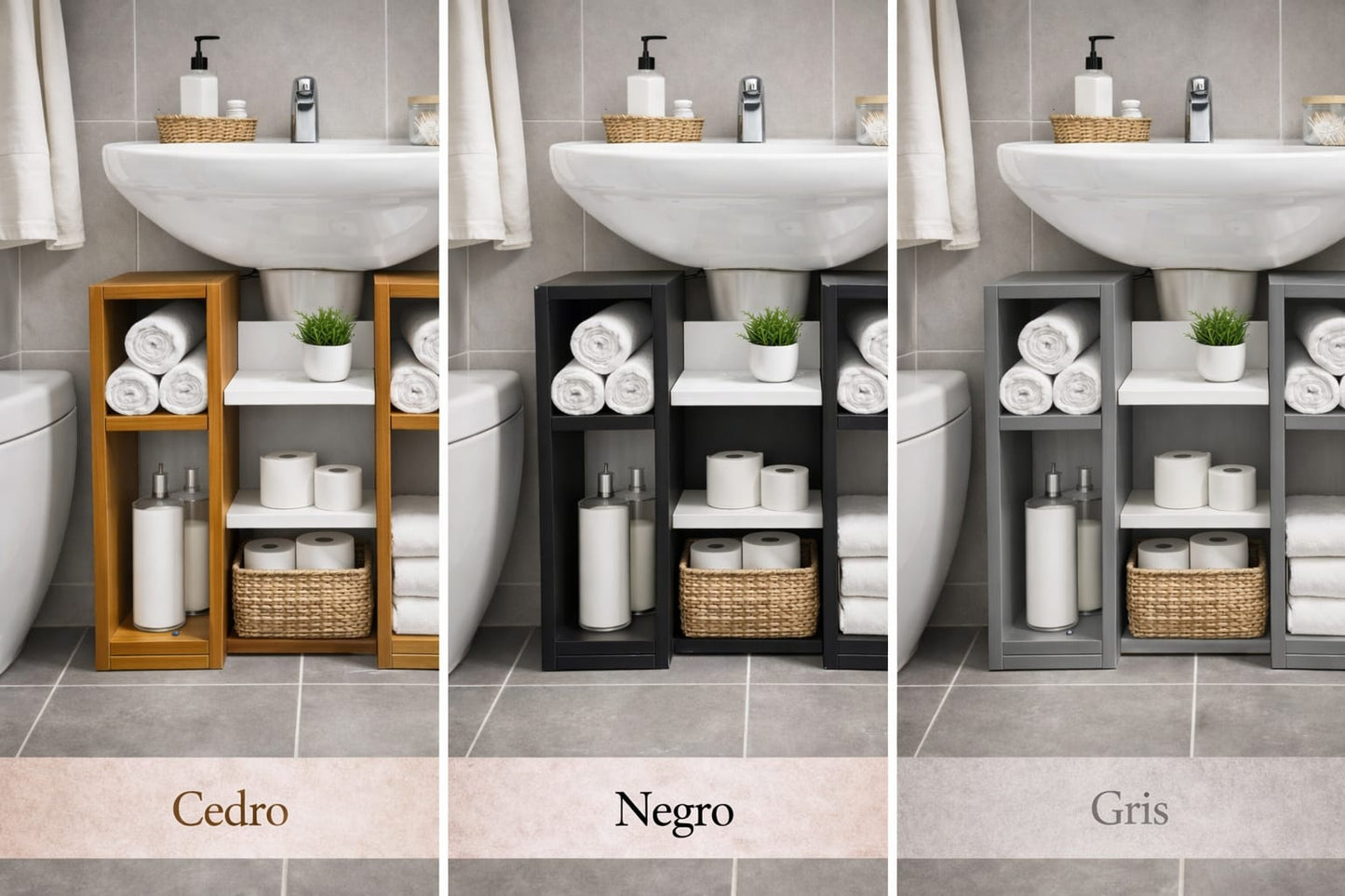 Estante Bajo Lavatorio de Madera para Baño