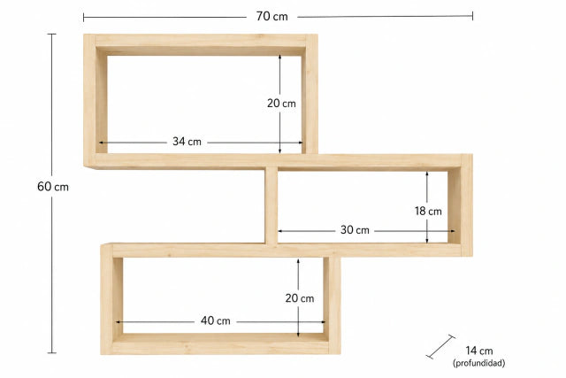 Estante Pinotea de Madera para Pared - Repisa Flotante