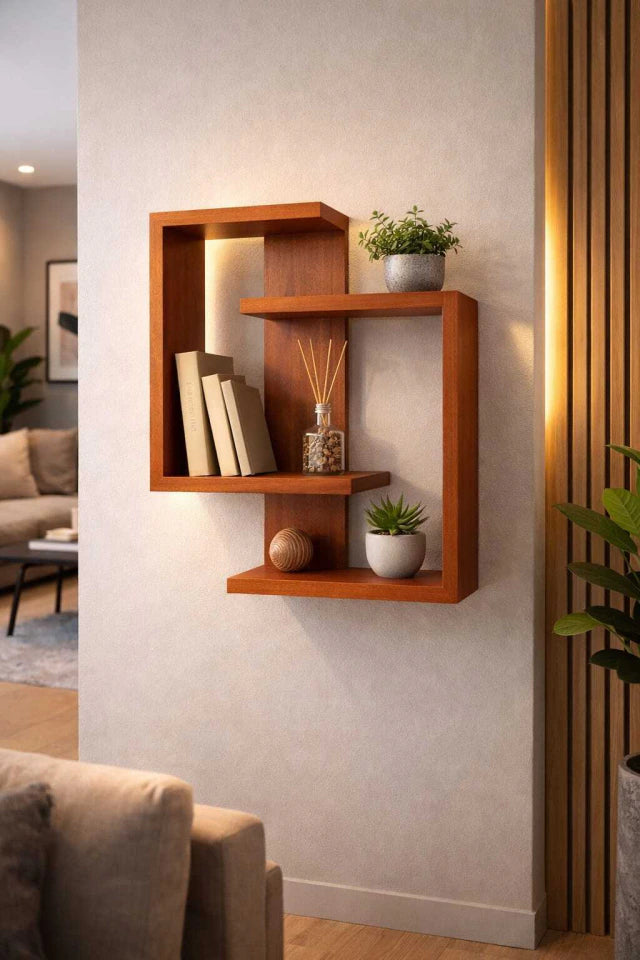 Estante Urunday de Madera para Pared - Repisa Flotante