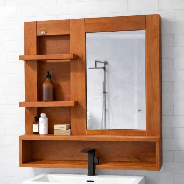 Botiquín 4 Cuerpos de Madera con Espejo para Baño